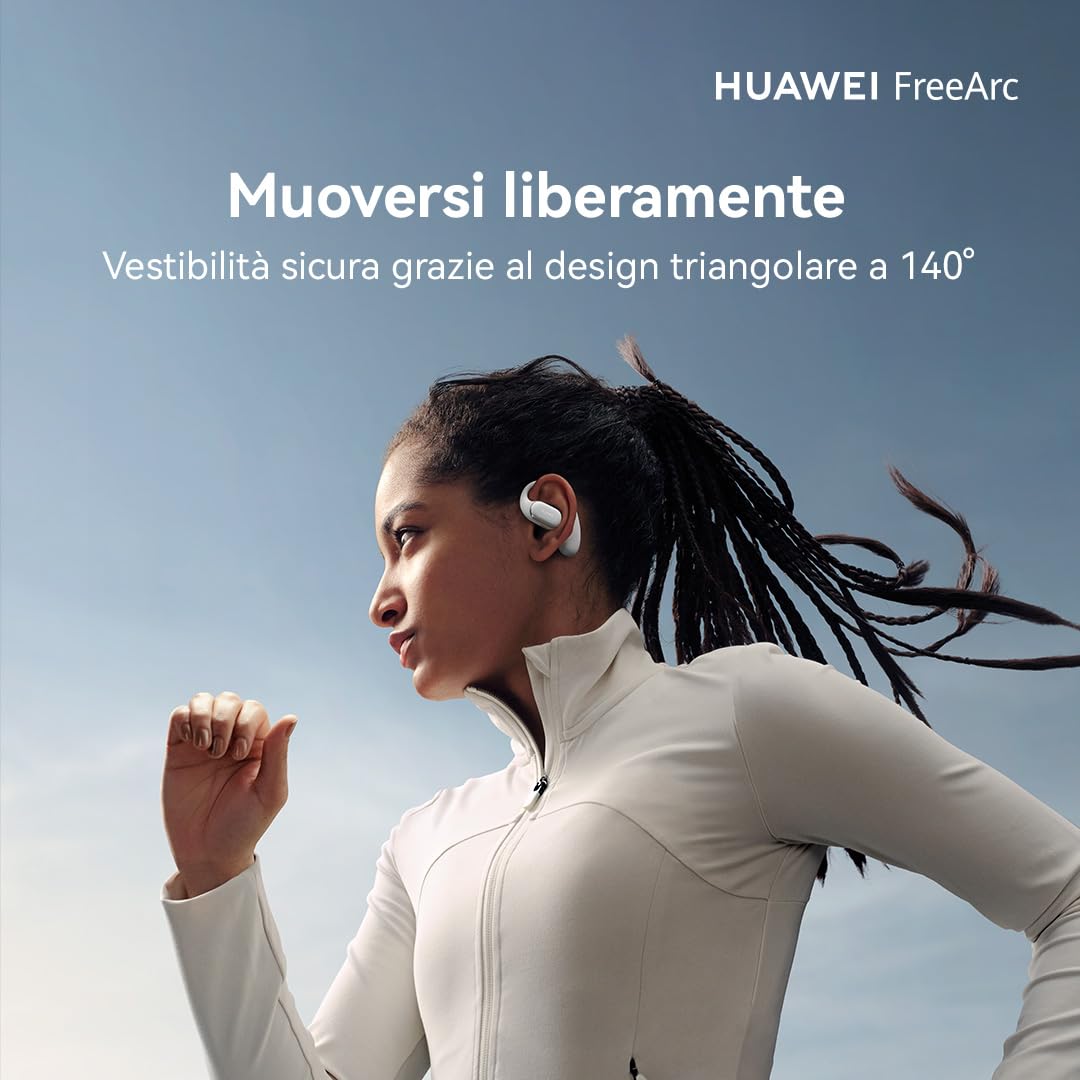 HUAWEI FreeArc Auricolari Open Ear, Auricolari Wireless Bluetooth, IP57, Fino a 28 ore, Cuffie Bluetooth Sport, iOS & Android & Windows, Nero