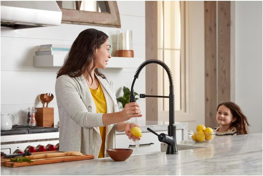 hansgrohe Joleena Black Commercial Kitchen Faucet, Kitchen Faucets with Pull Down Sprayer, Faucet for Kitchen Sink, Matte Black 04792670, 19.3-Inches Tall
