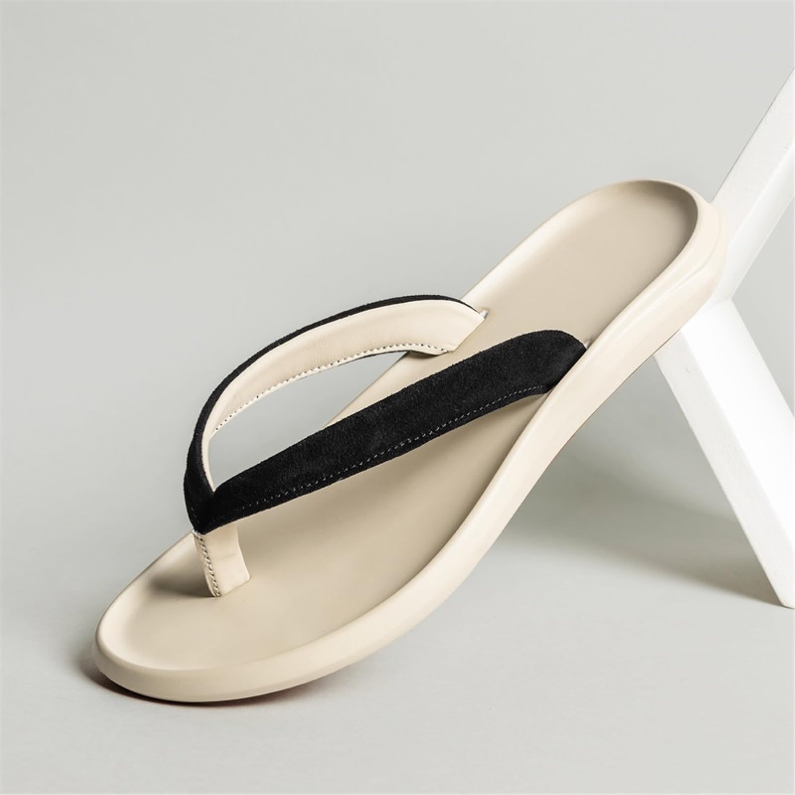 Chanclas Hombres Tanga Curvo Contorno Eva Plantilla Sandalias Respirable Cojín Base Playa Verano Diario Caminar Al Aire Libre-white-43