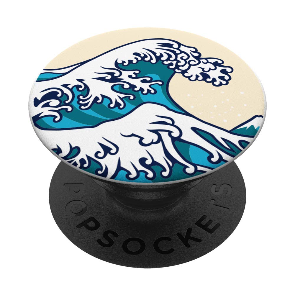 Ocean Wave Japanese Art Sea Foam Waves Blue Surfing Ocean PopSockets PopGrip: Swappable Grip for Phones & Tablets