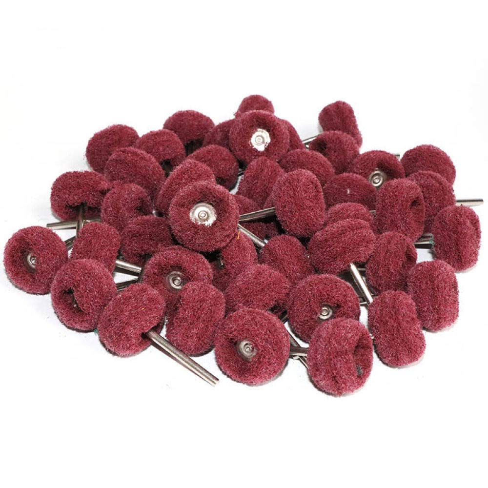 50pcs Mini Brush Scouring Pad Abrasive Wheel Nylon Fiber Grinding Sanding Head Buffing Polishing Wheel 1"25mm Set for Dremel,Red 50PCS