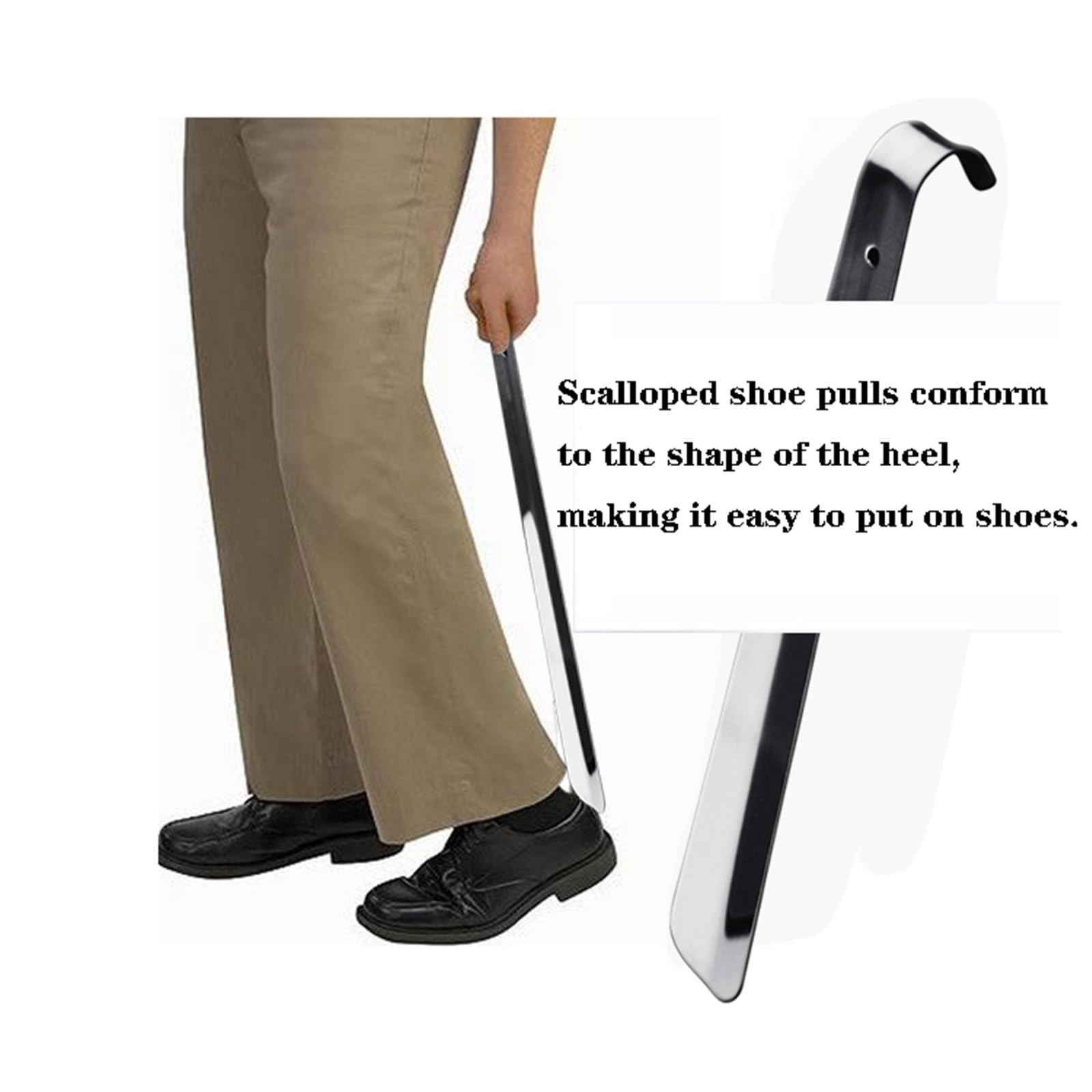 Calzador de Acero Inoxidable con Mango Largo, calzadores auxiliares fáciles de Usar, cucharas auxiliares for Zapatos Perezosos, for Hombres, Personas Mayores, Mujeres, niños, Embarazo(80cm)