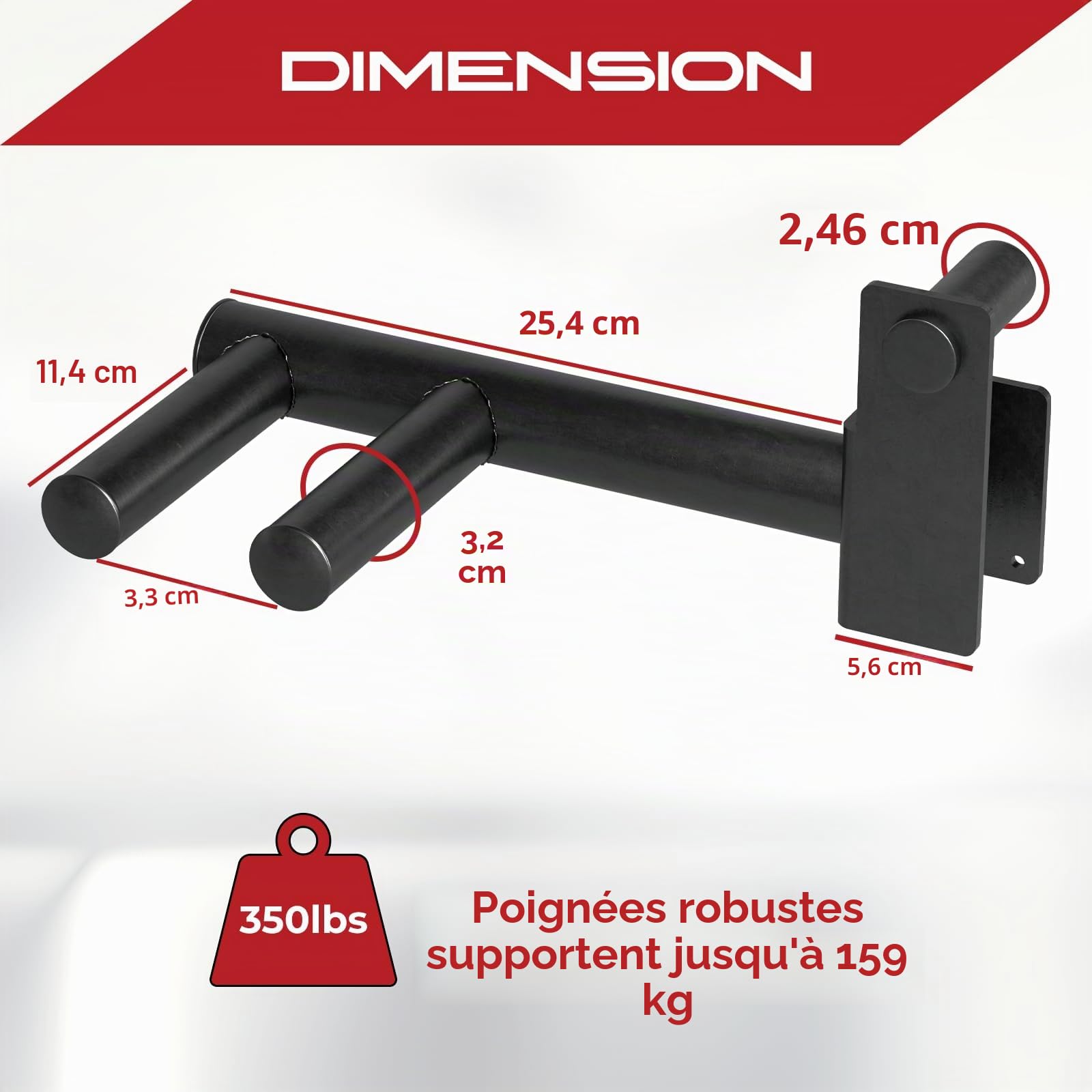 'Yes4All 350 LBS Capacity - Dip Bars for 2x2 with 1'' Hole Power Cage, Squat Rack Attachments - Narrow and Wide Grip Handles Dip Attachment for Dips, Pull Up, Push-up'