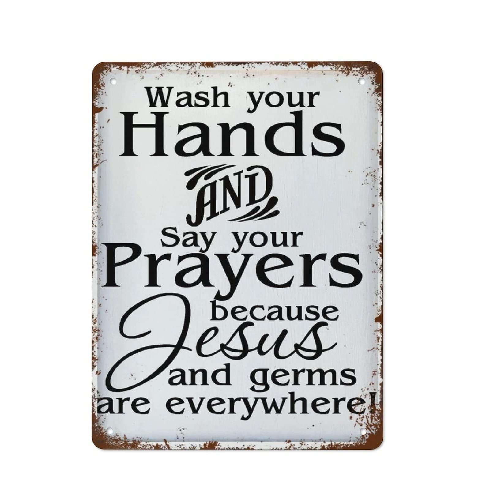 PKNVKZIDK Wash Your Hands Vintage Metal Sign Funny Bathroom Quote Tin Plaque Humor Wall-Art for Restroom Kitchen Home Decor 8 X 12 Inch