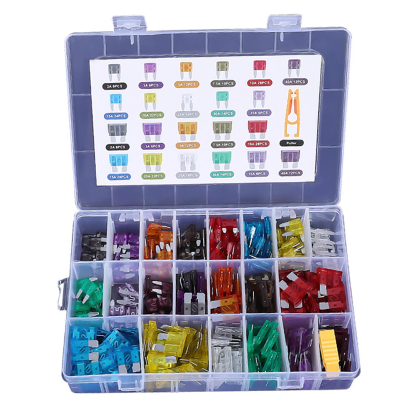 Mikinona Kit di Fusibili Lama per Auto Assortiti, Lega di Zinco e Pc, 300 Pezzi, con Estrattore, Protezione da Sovracorrente per Auto
