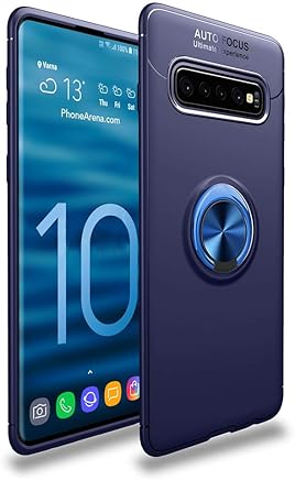 LAGUI Funda Adecuado para Samsung Galaxy S10+, Soporte de Montaje Magn?tico del Coche Carcasa Especial, con Anilla Posterior, Azul+Azul