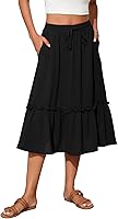 Witsmile Women's High Waist Flowy Tiered Midi Skirt with Pockets - Boho Casual Summer Skirt 2026 Trend