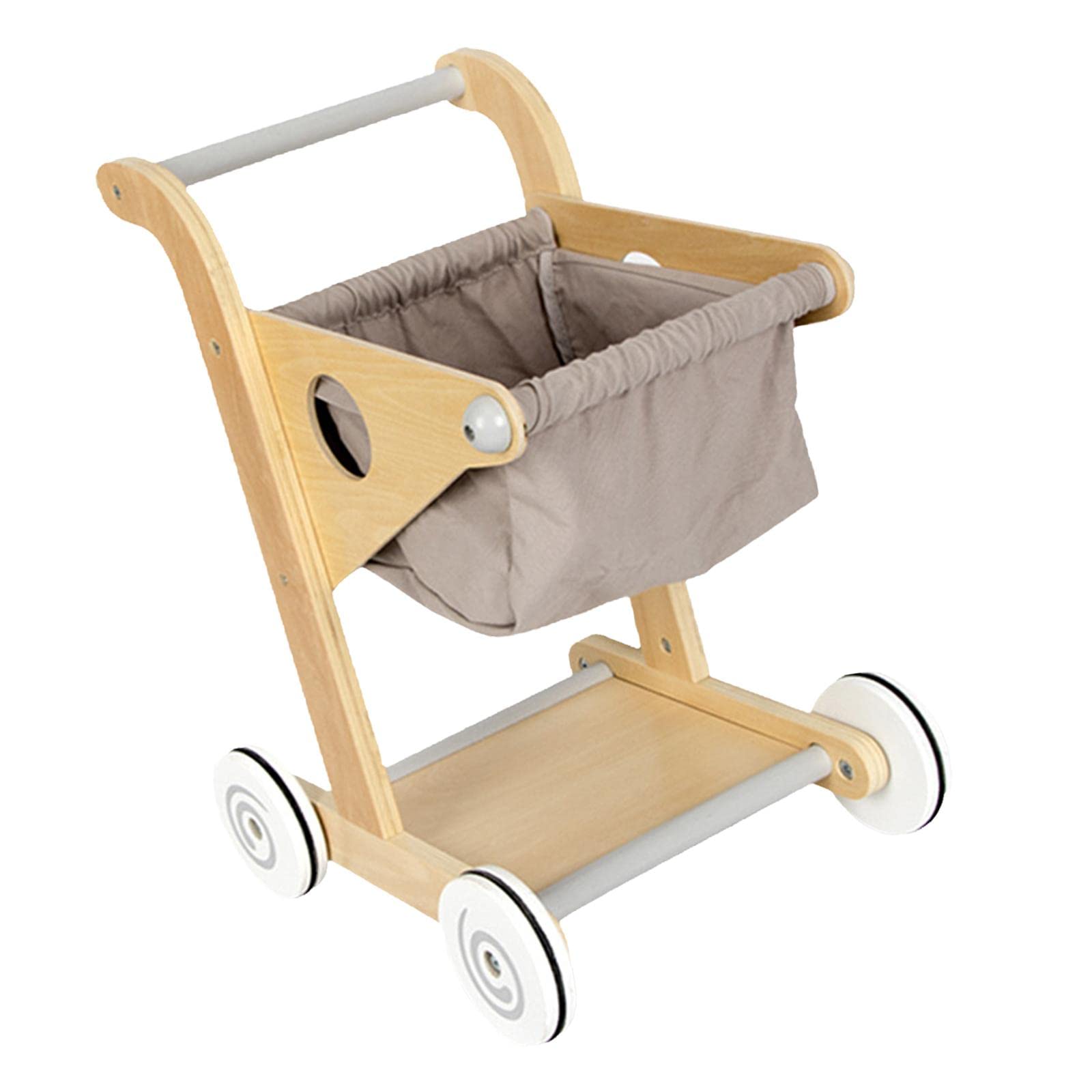 harayaa Carrello Giocattolo in Legno per attività di Spesa per Bambini, Grigio