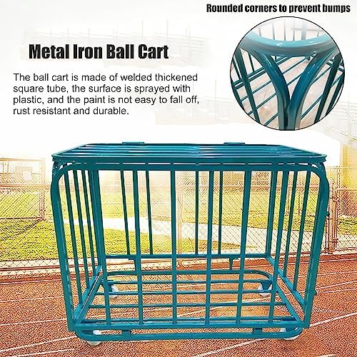 Commercial Large Ball Storage Cart with Wheels, Foldable Sports Equipment Organizer for Soccer, Basketball, School Stadiums - Heavy-Duty Rolling Ball Cage