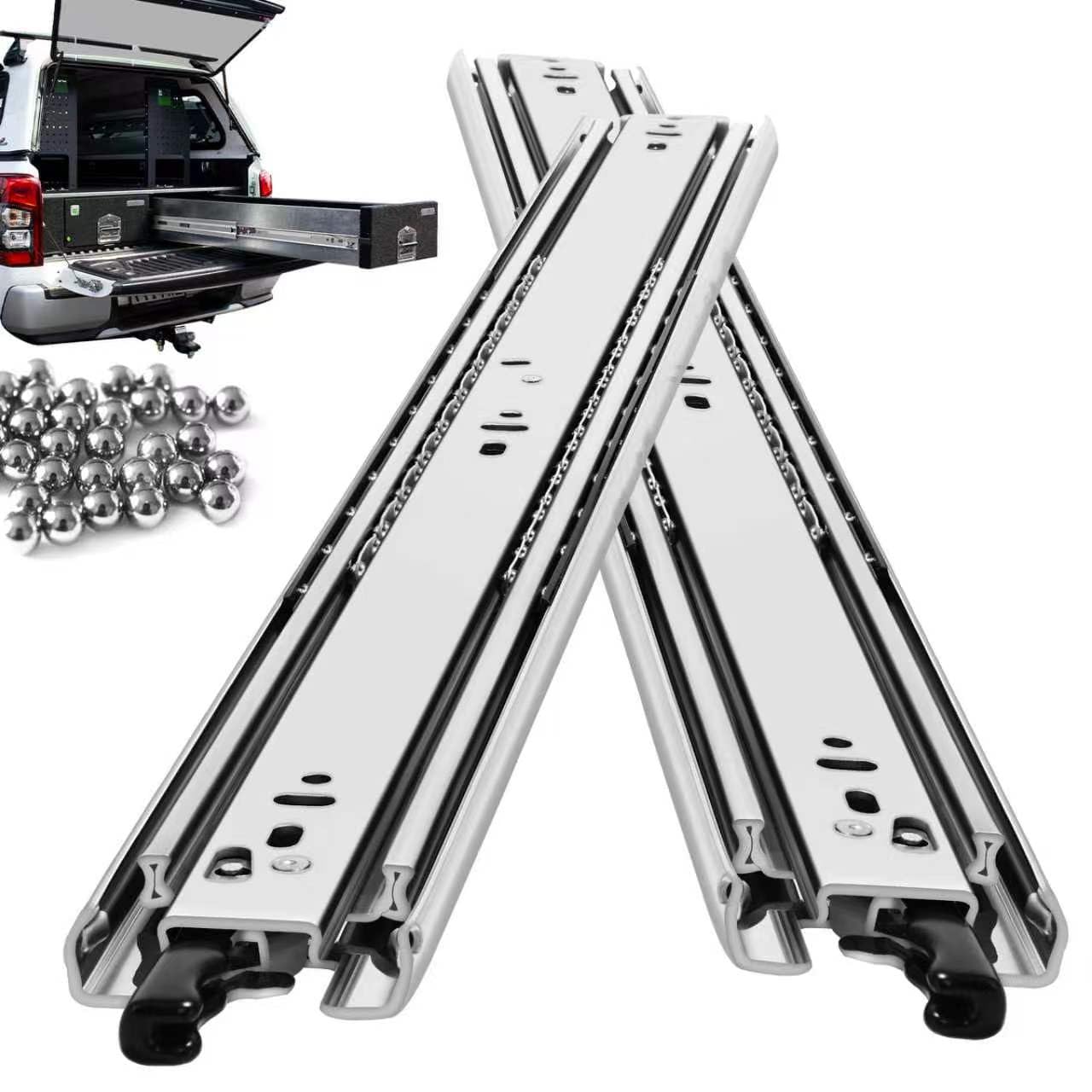 avec verrou Glissières de tiroir résistantes – Extension complète – Montage latéral de 35,6 à 101,6 cm – 45,4 kg – 1 paire de glissières en métal (avec serrure, 101,6 cm)
