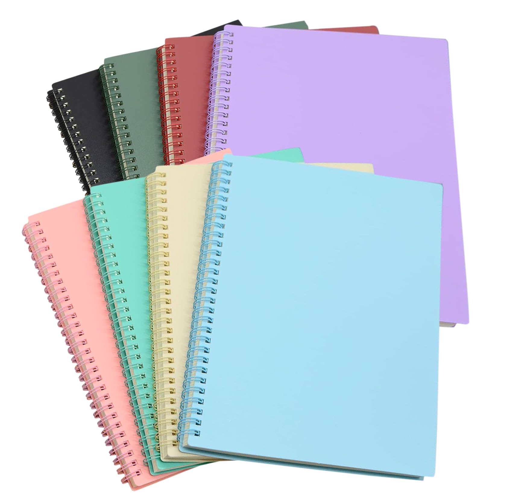 YIHUANYIFA 8pcs Spiral Notebook Aesthetic Supplies B5 7mm College Ruled 9.8 inch x 6.9 inch 80 Sheets -160 Pages Journals for Work Students Study and