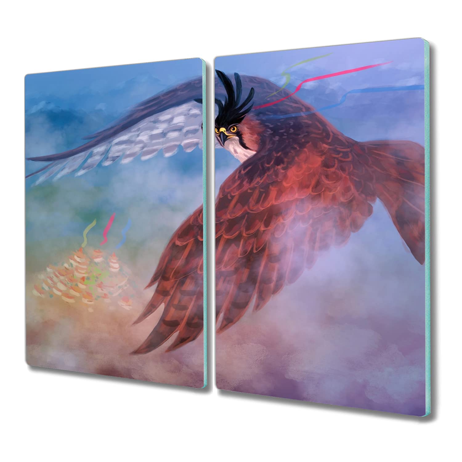 Planche à découper en verre 2x30x52cm faucon pour plaque induction