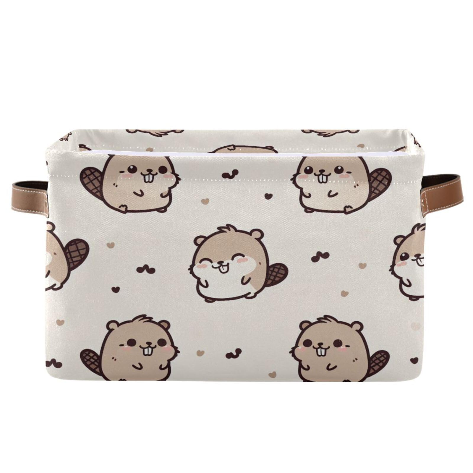 PaChyLuu Cute Storage Basket Bin Canvas Fabric Organizer Toys Basket with Handles for Home Office Nursery, Clothes, Gifts, 1 Pcs