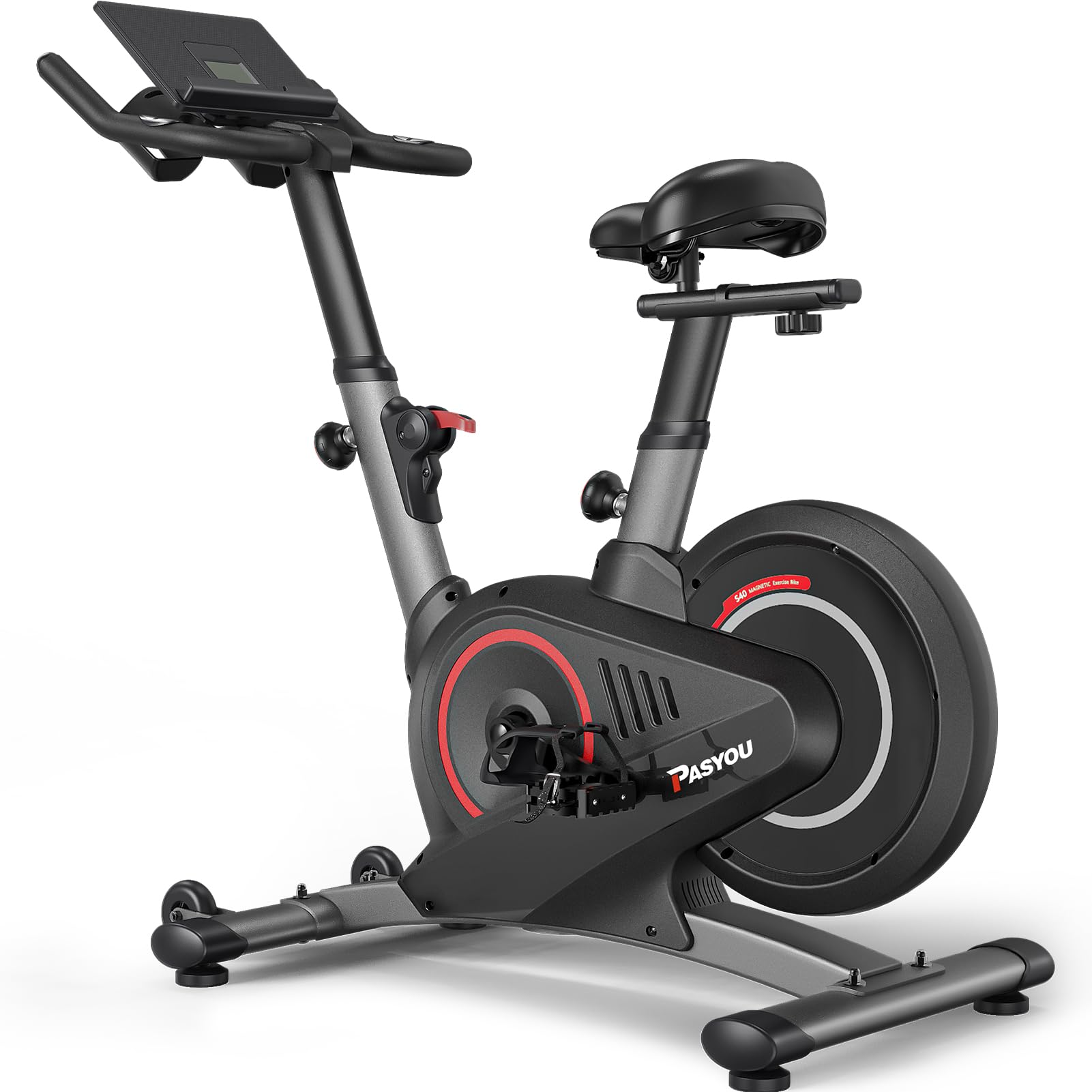 PASYOU S40 Heimtrainer Ergometer, Indoor Fitnessbike, Heimtrainer Fahrrad mit Magnetwiderstand, LCD Monitor Fahrrad-Heimtrainer für Zuhause, Leises&Herzfrequenzüberwachung,160KG Belastbar Sport & Freizeit