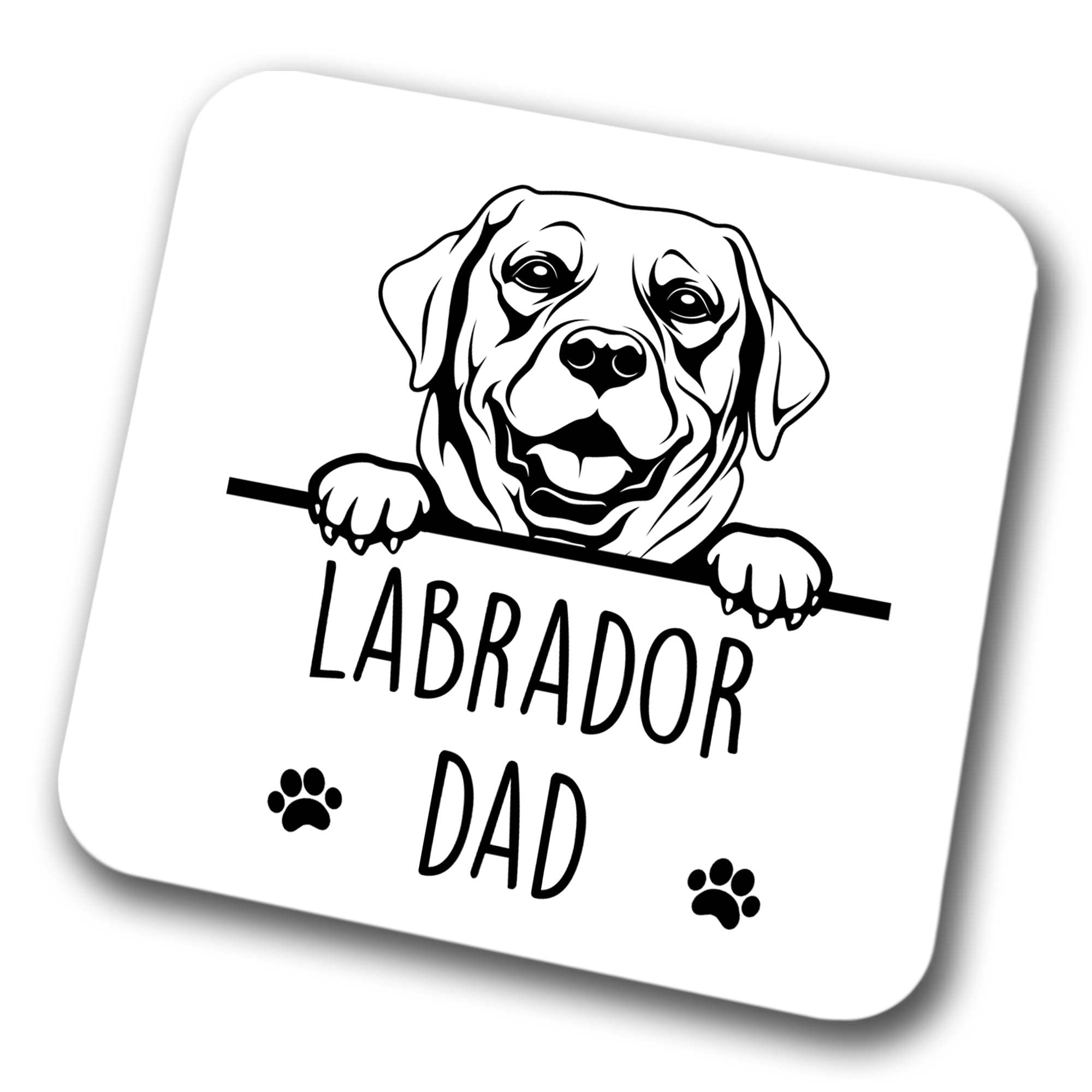 Faithful Prints Boys Labrador Dad Coaster Pet Present Labrador Dog Mum Dad Friend Joke Funny Gift Birthday Christmas, Hardboard Coaster