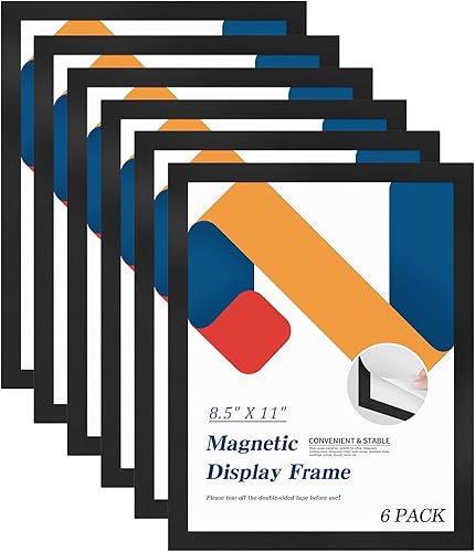 Relx 6 letreros magnéticos autoadhesivos de pared de 8.5 x 11 pulgadas, portarretratos magnéticos, soportes para documentos, marcos adhesivos para