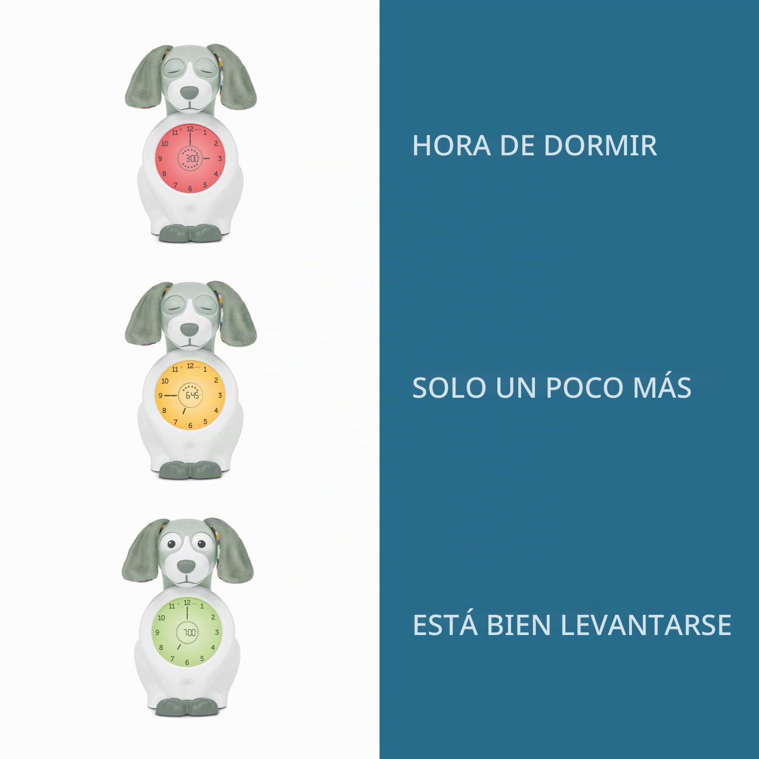 Zazu Kids Davy Dog - Despertador Educativo y Entrenador del sueño para niños, Despertador LED Infantil, sueño Inteligente y Despertar, niñas y niños (Verde)