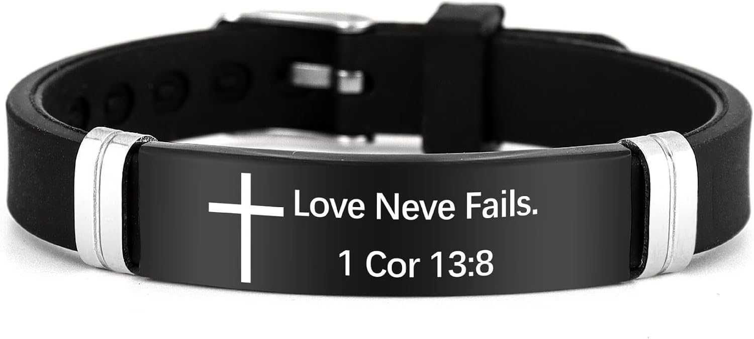 JAJAFOOK Active Silicone & Steel Bracelet - 7 Sport Style Options, Stainless Steel Inlay Waterproof Wristband, Black/Silver