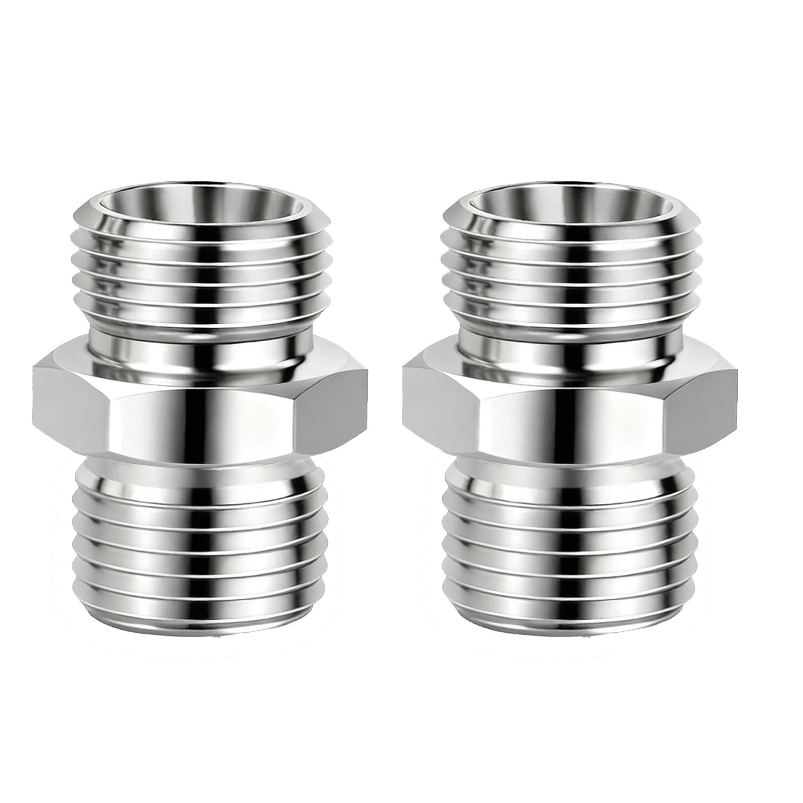 2 Pcs M14 to M14 stainless steel adapter fittings, suitable for small excavators, for connector conversion, diameter reduction or expansion, and