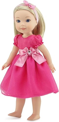 Miniatura 5 de Emily Rose Hermoso vestido de fiesta rosa de 14.5 pulgadas, incluye accesorio para la diadema a juego, perfecto para el día de San Valentín