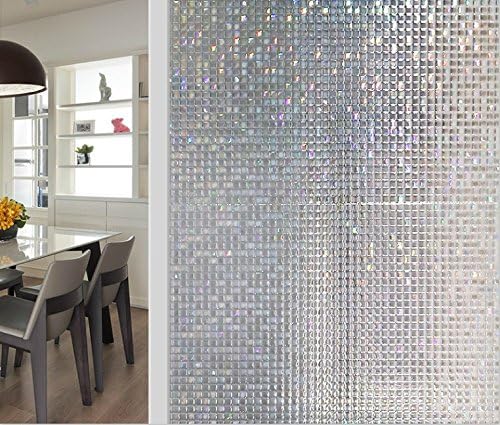 Wuyue Hua 3D Non-Adhesive Window Film Non-Glue Static Frosted Decorative Privacy Static Clings Rainbow Colorful Pattern Glass Film 45cm x 200cm (45cm x 200cm) - Image 3