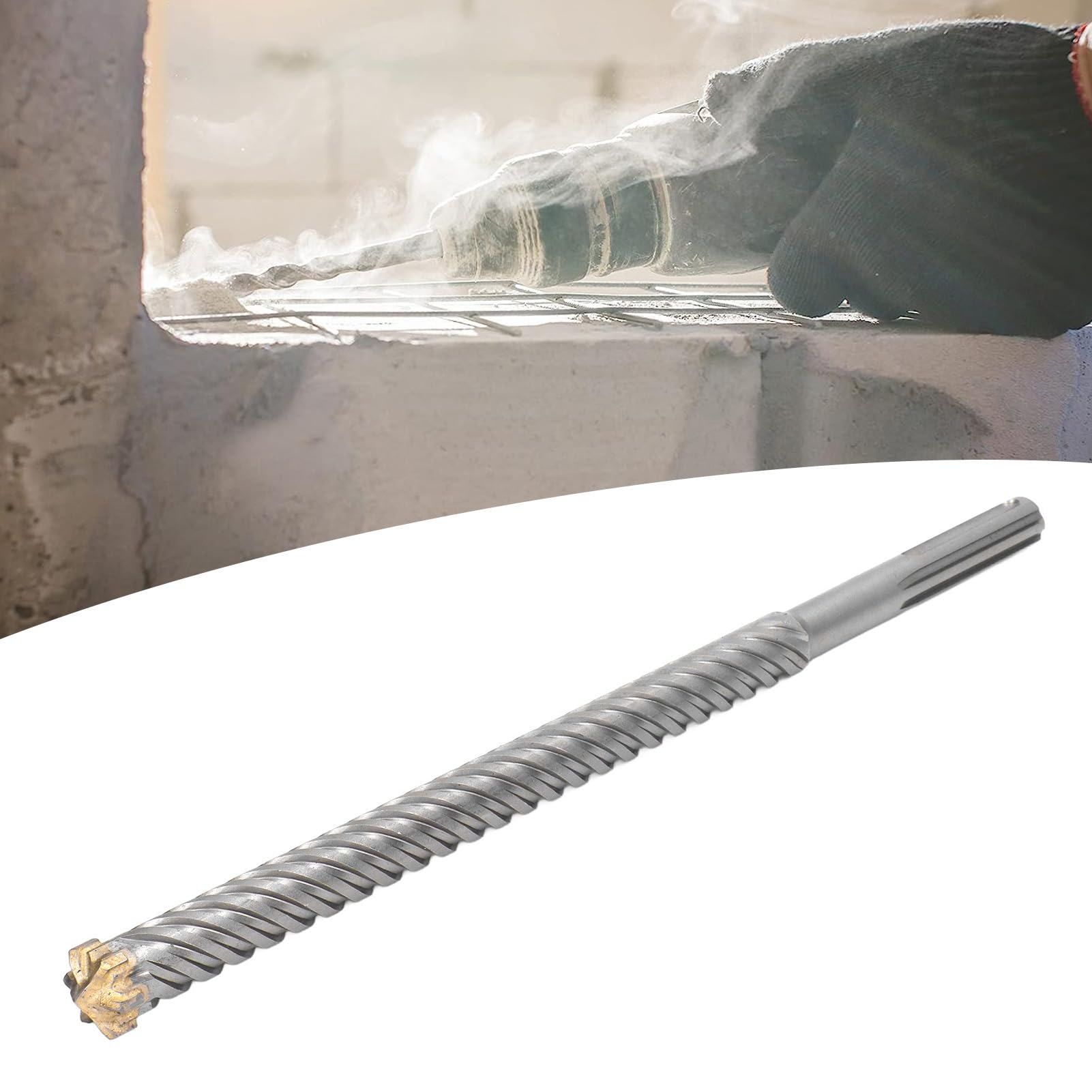 Broca para martillo perforador Carburo 6 flautas Agujero de 25 mm Profundidad de perforación de 280 mm Piedra de mampostería de impacto