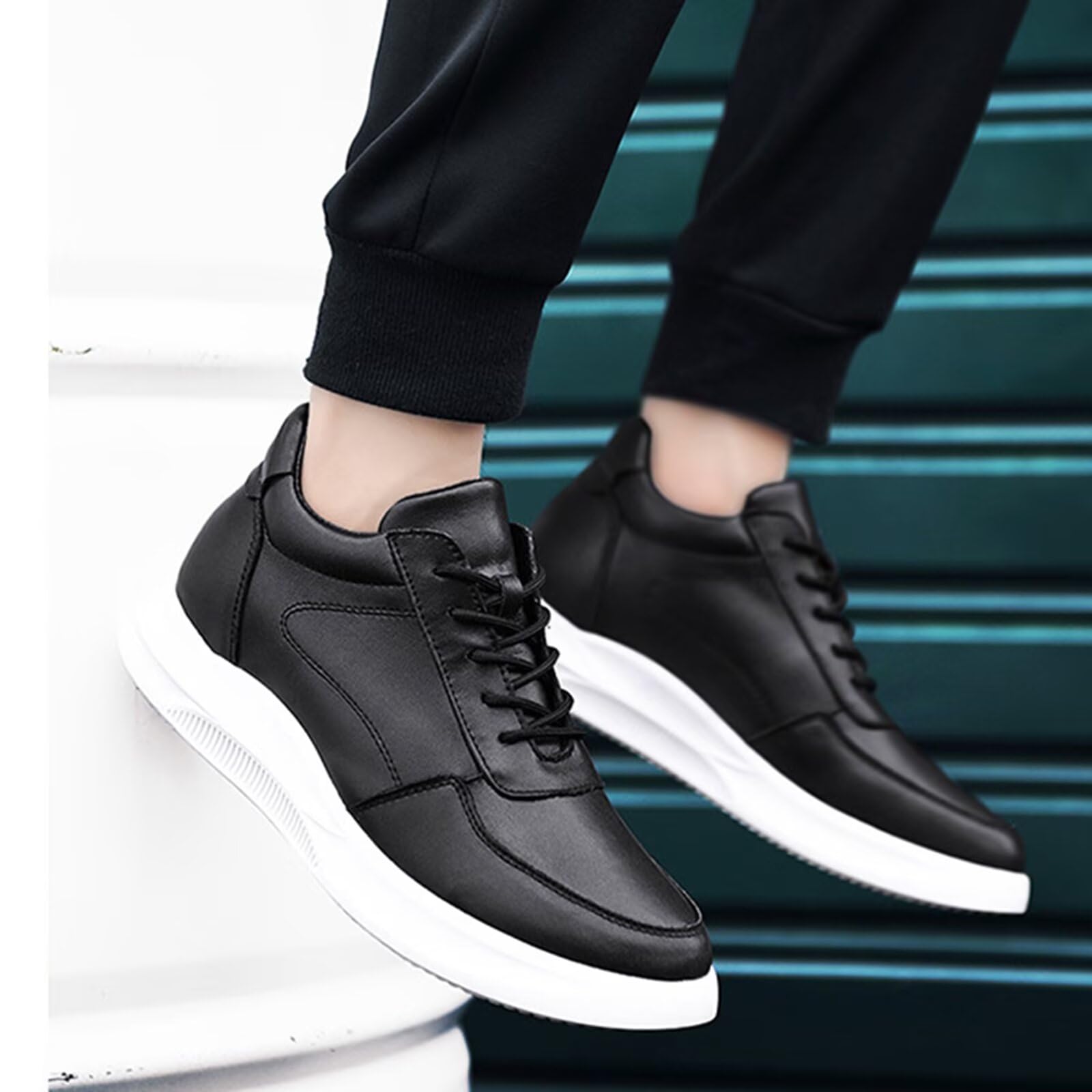 Scarpe rialzanti Invisibili da Uomo con Rialzo - Scarpe da Ginnastica Eleganti alla Moda con Lacci 2,36'' Casual Passeggio