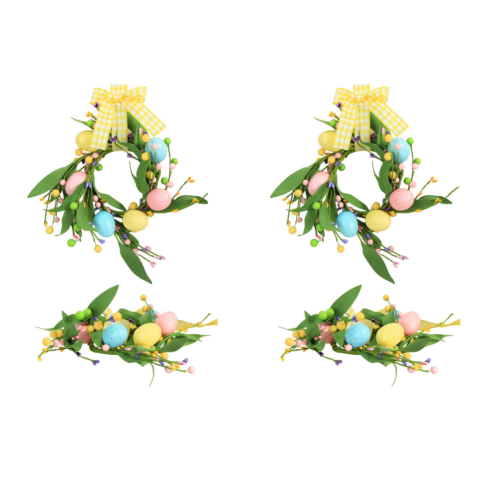 Msioytog A Easter Wreath With Faux Eggs Nd Flower For Holiday Decoration Indoor Outdoor Use Garland Door Ornament Easy Hanging Plastics Easter Eggs Flowers Wreath