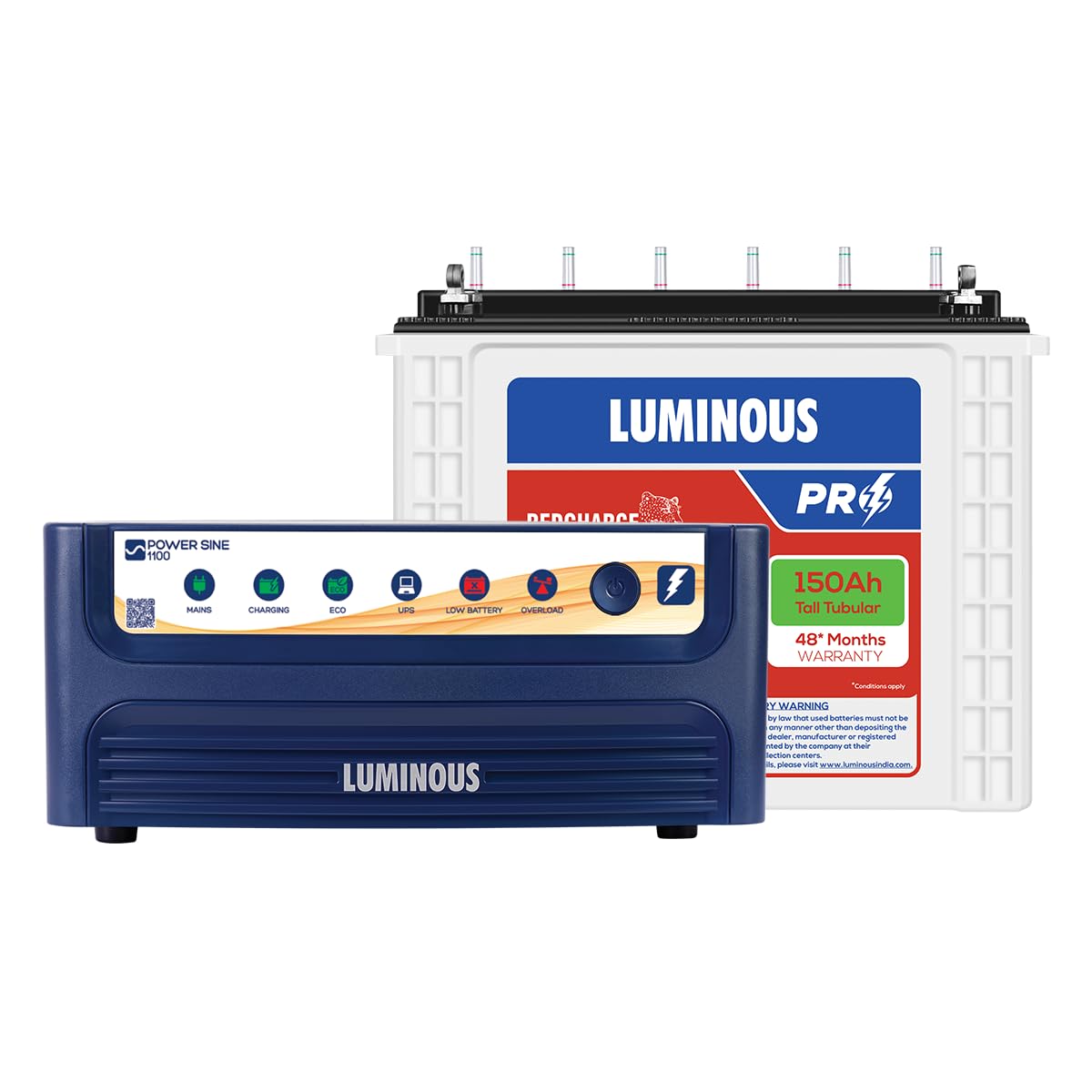 Luminous Inverter & Battery Combo (Power sine 1100 Pure Sine Wave 900VA/12V Inverter with Red Charge RC18000 PRO 150Ah Battery) for Home, Office & Shops-image-35