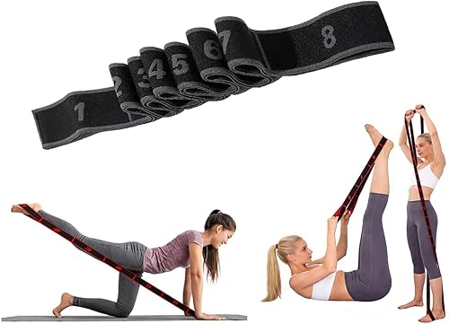 Miniatura 9 de Bandas de resistencia de fitness para estiramiento y yoga, banda de resistencia elástica numérica con marcas, banda de resistencia numerada bandas