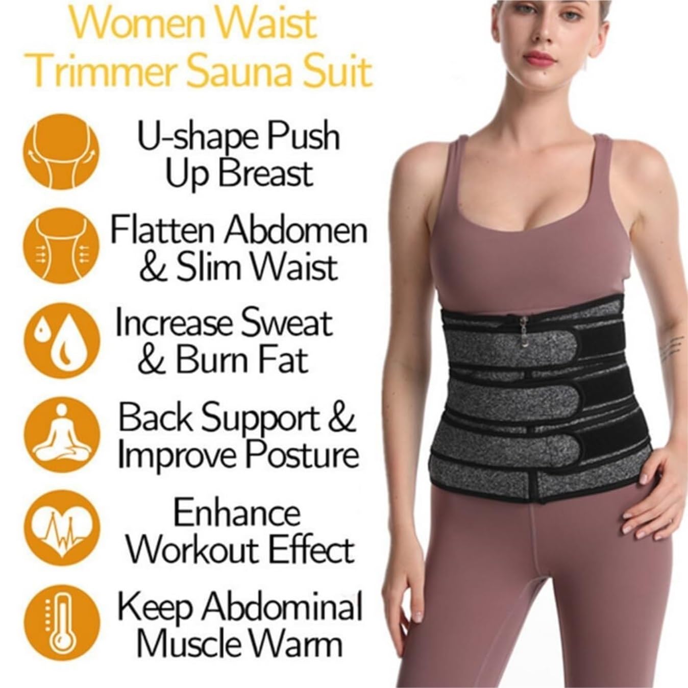 Faja Lumbar Faja Reductora De Abdomen, Corsé Moldeador De Cintura, Banda para El Sudor, Faja Reductora De Abdomen Cinturón Apoyo Lumbar(Black,XXXXX-Large)