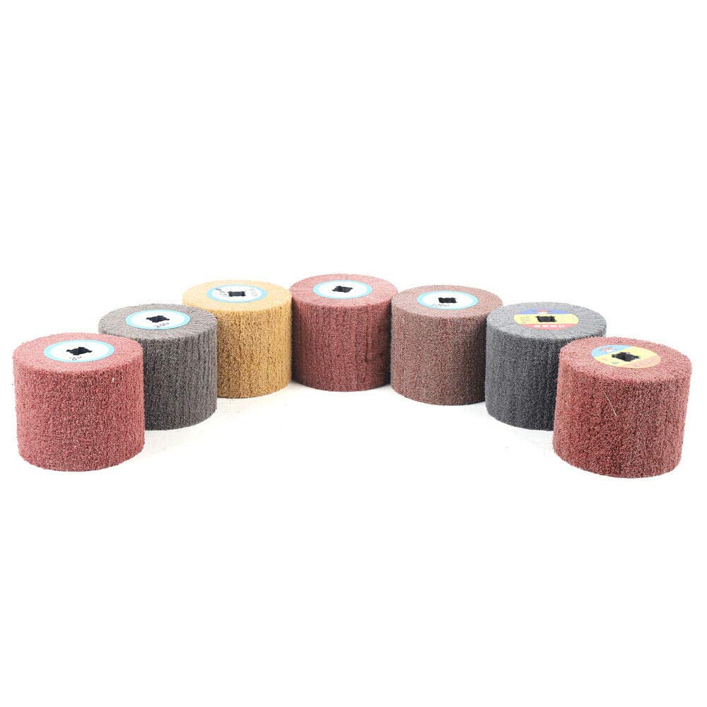 7pcs Wire Drawing Polishing Wheel Drawing Replacing Head Scouring Pad Brush Drum Burnishing Wheel/Head