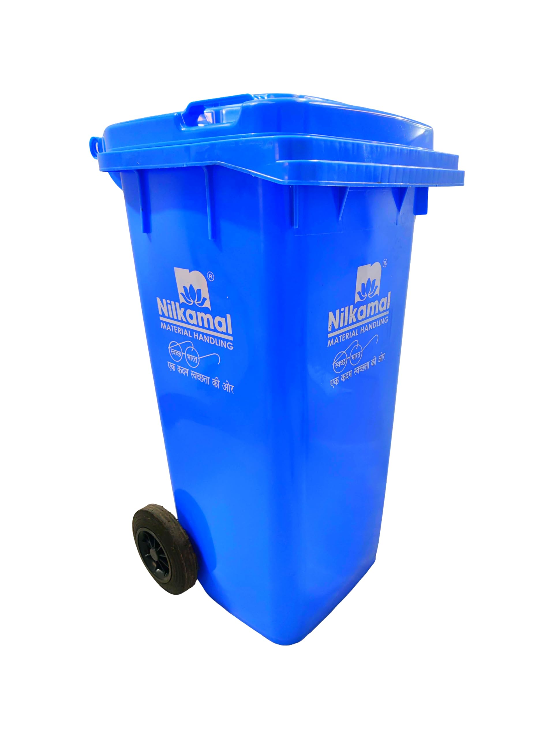 Nilkamal Big Extra Large Size Wheeled Dustbin for Home & Outdoor Use with Lid - 120 Liter (Blue Color)