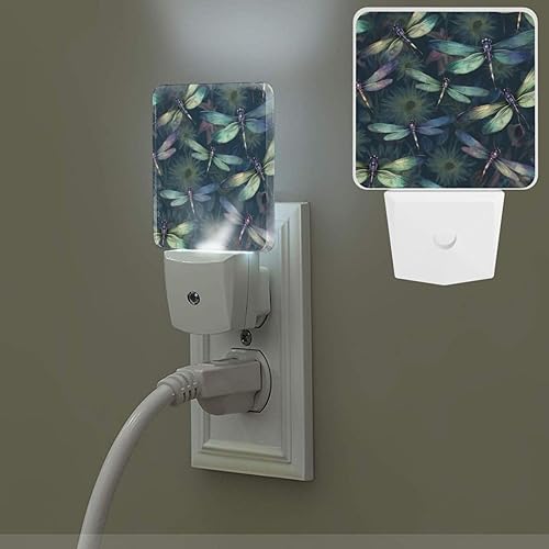 Miniatura 1 de Luces nocturnas enchufables a la pared con sensor, luz nocturna LED, patrón de libélula enchufable, luz nocturna LED para dormitorio, luz nocturna