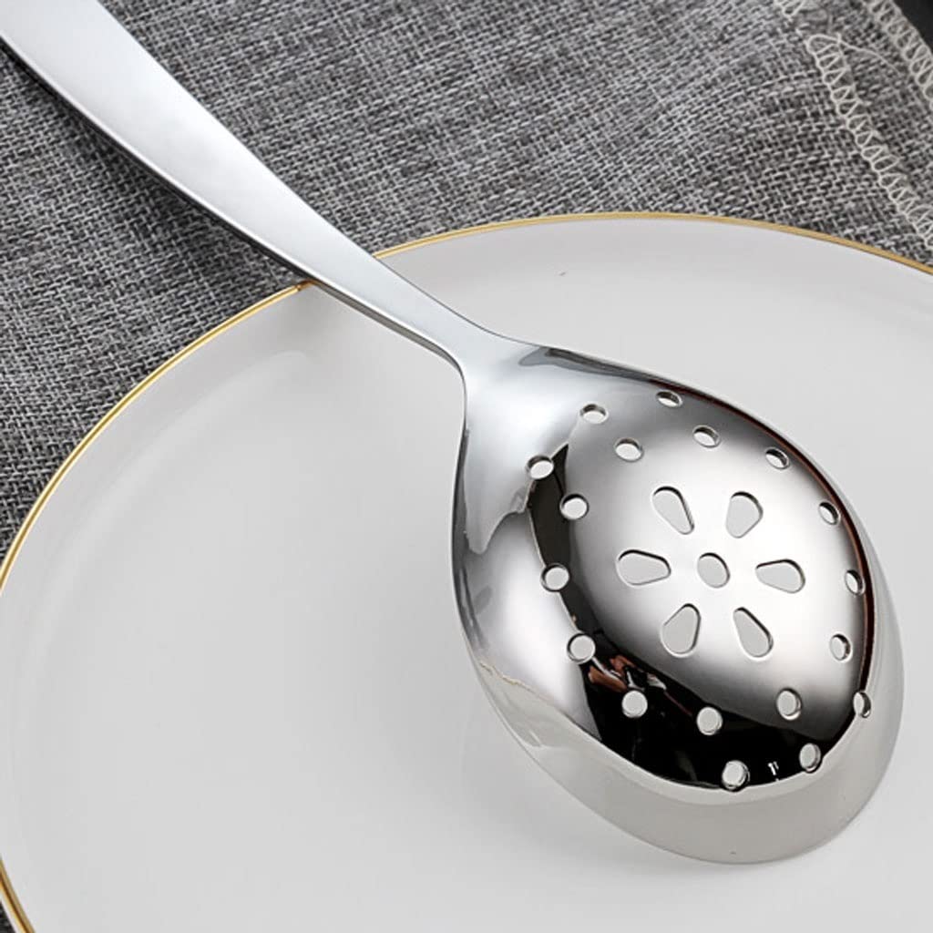 Cuchara ranurada portátil de acero inoxidable, colador grueso, colador de sopa de agujero grande para el hogar, colador de sopa, colador para cuchara de cocina