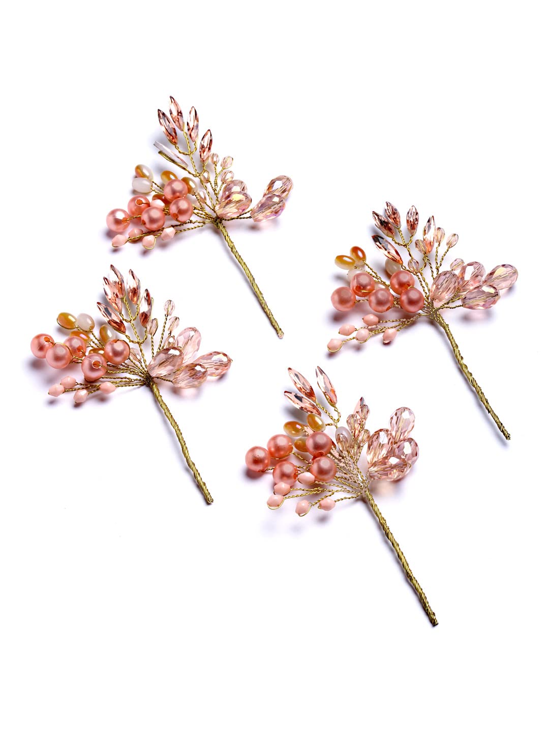 Vogue Hair Accessories Handmade Hair clip Hair Pin Hair Accessories Juda Pin Bun Pin (Pink_Handmade_Medium_Size_Set_4)