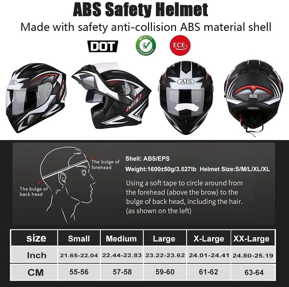 Kask motocyklowy Bluetooth Flip Up ze światłem LED, modułowy kask integralny z certyfikatem ECE z podwójnym wizjerem i mikrofonem