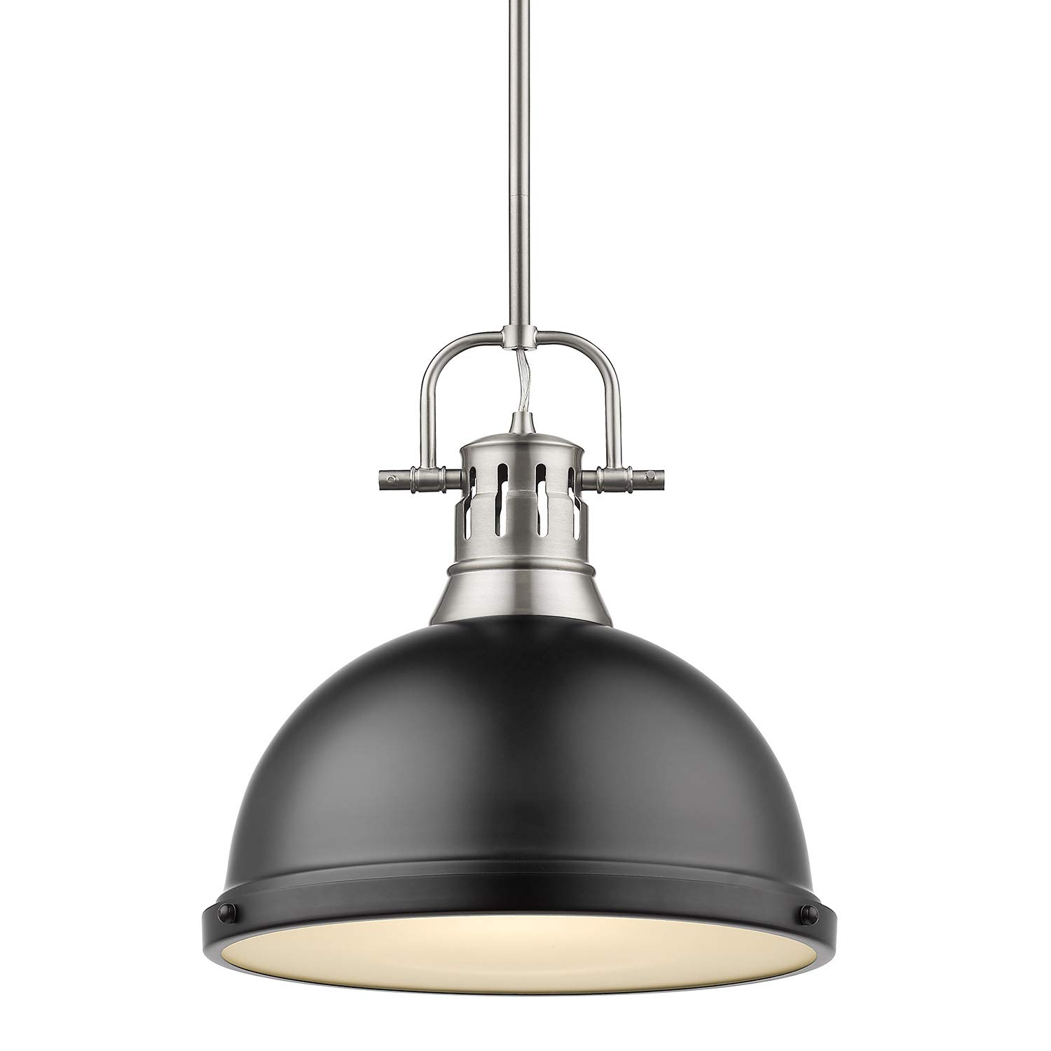 Golden Lighting 3604-L PW-BLK One Light Pendant, Black