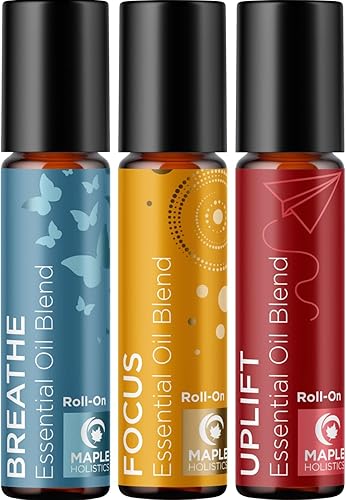 Juego de aceites esenciales de aromaterapia roll-on – Paquete variado de set de aceites esenciales de bienestar con rodillos de aceite esencial