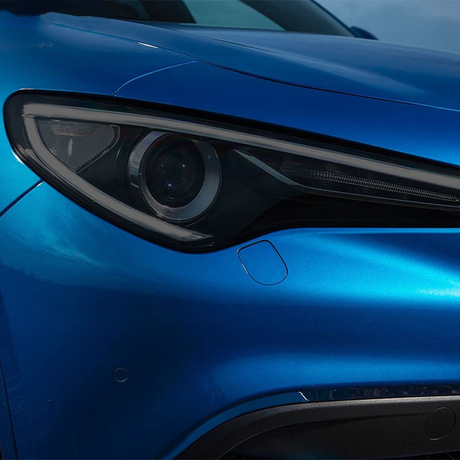 Pellicola Protettiva Fari Auto Alfa Romeo Stelvio 2017-2022 - TPU Trasparente Nero, Anti-Graffio