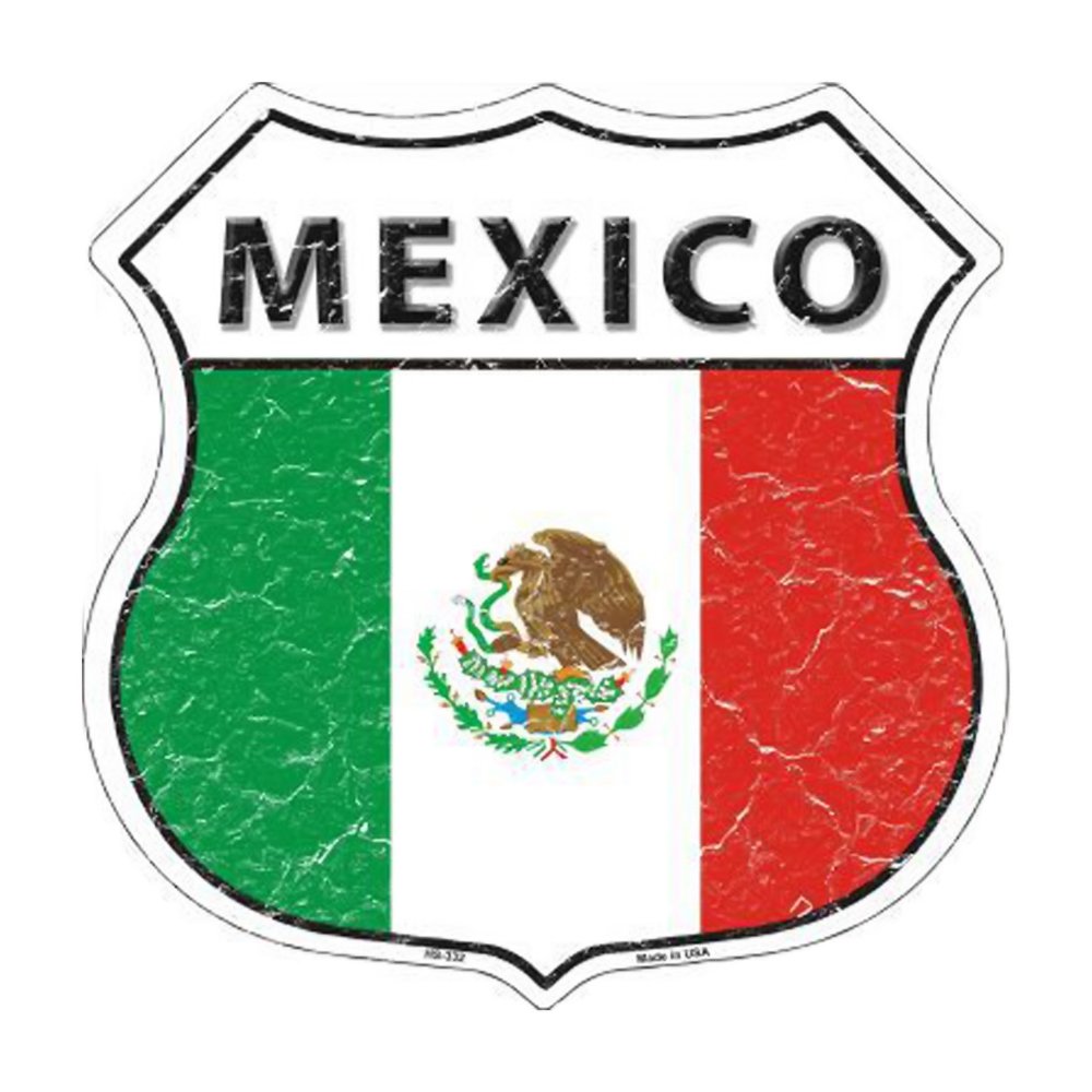 Plaque en métal Mexique Hs-332 : finis les murs vides avec ce bouclier routier rétro
