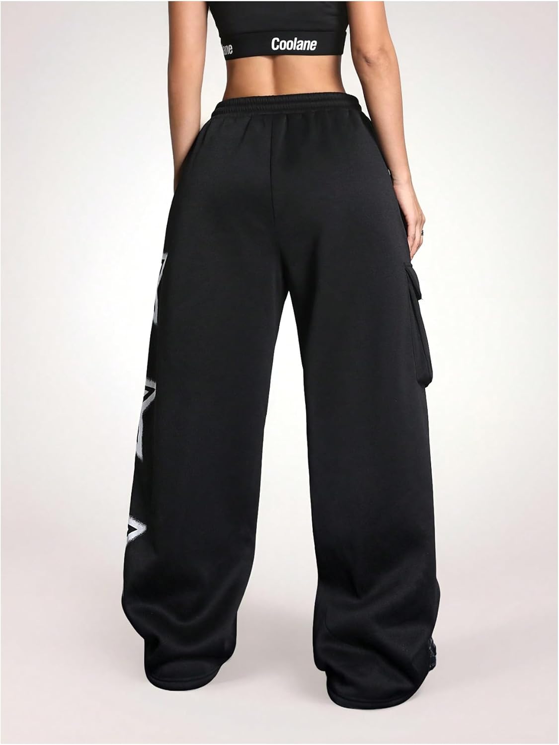 Women's Y2k Baggy Sweatpants Star Print Drawstring Elastic Waist Baggy Pants Wide Leg Fleece Lined Cargo Sweatpants - Image 2