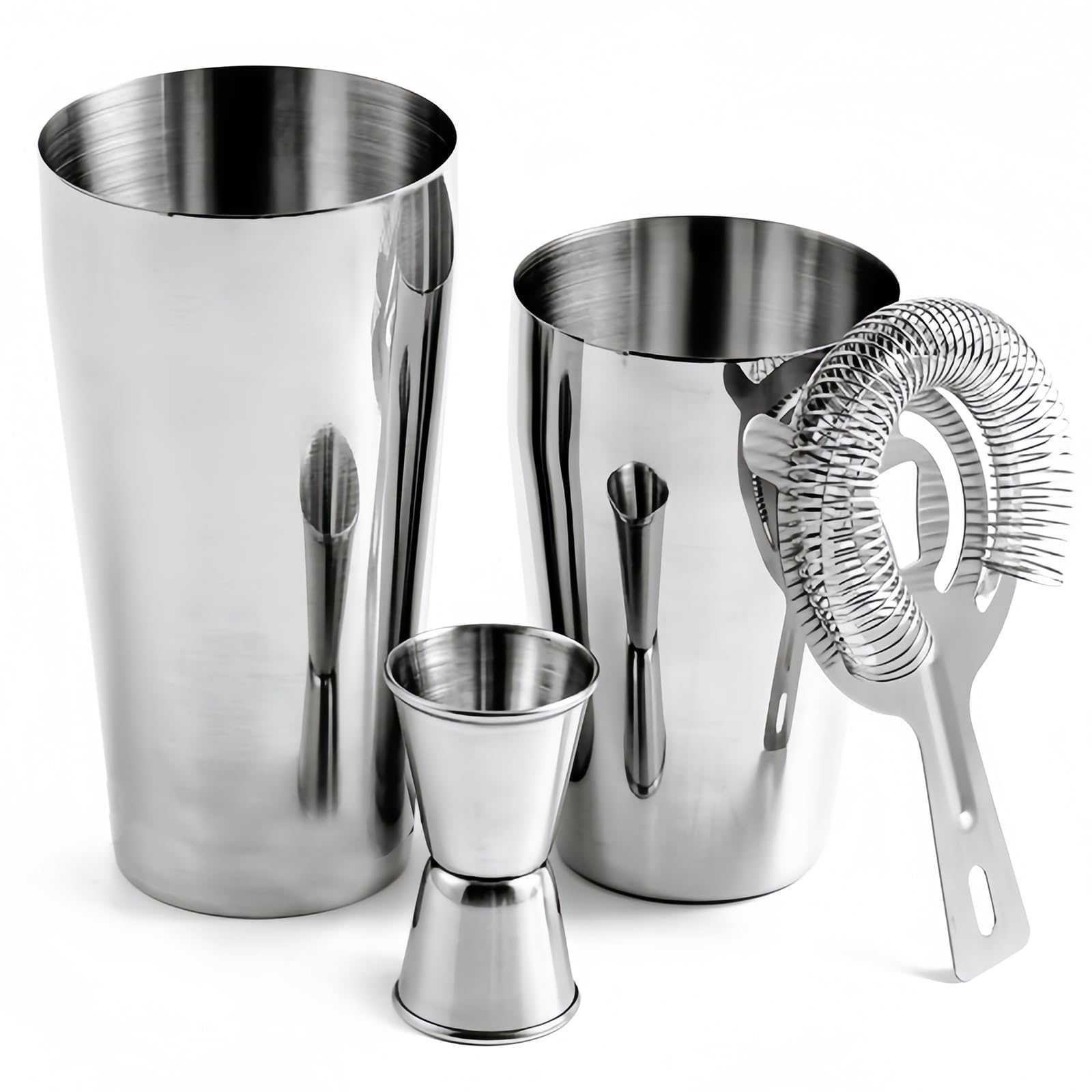 Set di 3 shaker Boston in acciaio inox, WANDGU da 450 ml + 600 ml, shaker da cocktail in acciaio inox 304, strumenti professionali per bar per tutti gli amanti del cocktail e della casa