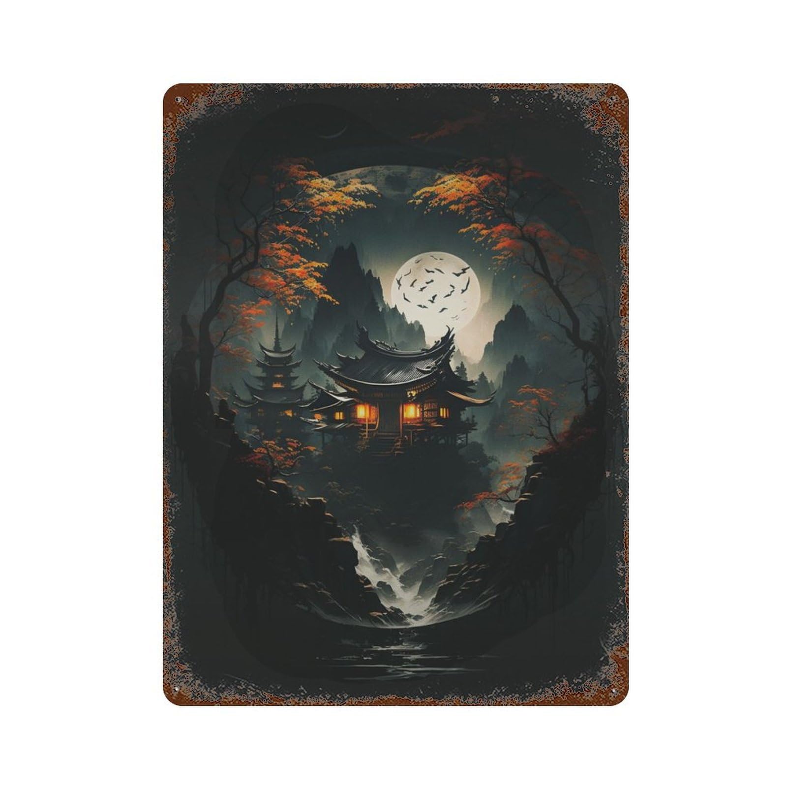 Garage Style Mystery Night Rustic Tin Plaque 15.7"x11.8", Classic Wall Plaque for Bar And Workshop