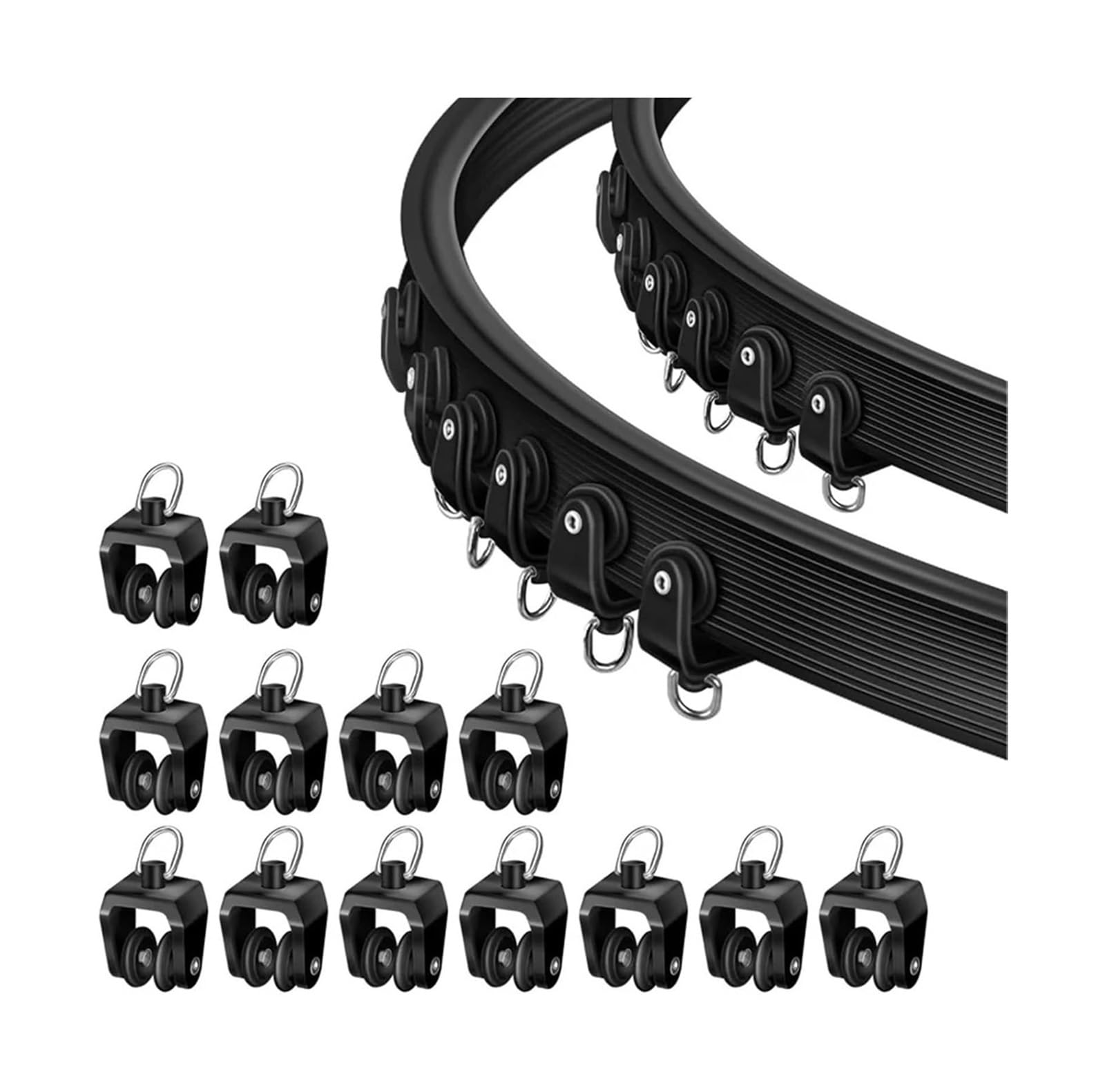 Cyjaznhh Black Curtain Track Rollers 11Mm Plastic With Hooks