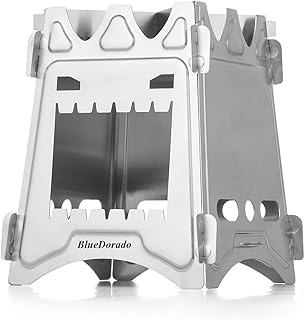 Ultralight Wood Burning Stove Portable Backpacking Stove Titanium Multi-Fuels Outdoor Camping Stove (Stainless Steel)