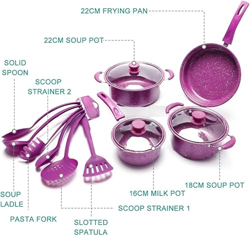 Miniatura 6 de Juego de ollas y sartenes antiadherentes, juego de utensilios de cocina de 13 piezas, regalos para amigos y familiares