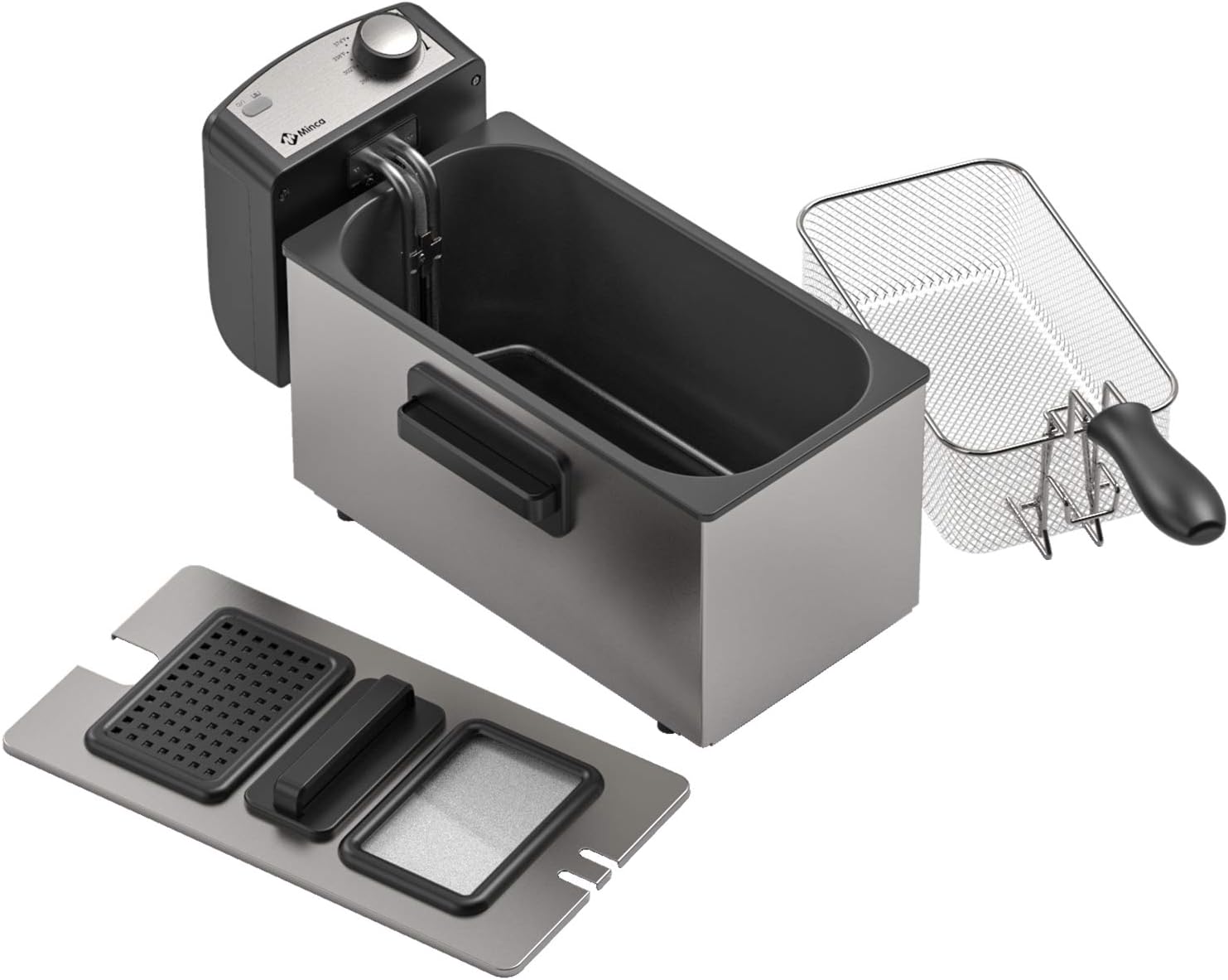 Electric Deep Fryer 3 Liter, Cool-Touch Oil Fryer with Stainless Steel Basket, 1500W Deep Fryer with Adjustable Temperature Knobs M Minca