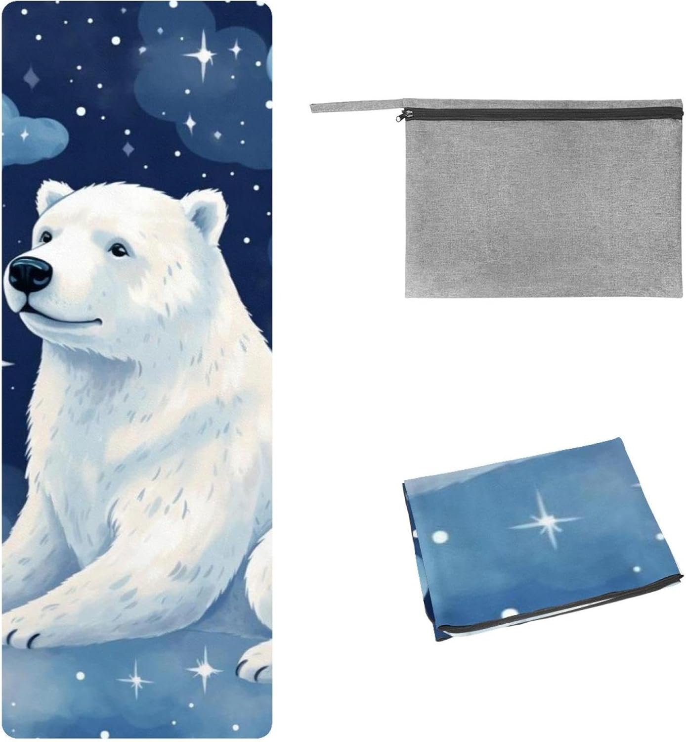 Yoga Towel, Galaxy Bear Pattern Non Slip Sweat Absorbent Hot Yoga Mat Towel for Hot Yoga, Pilates and Fitness - 72.8" x 26.8"