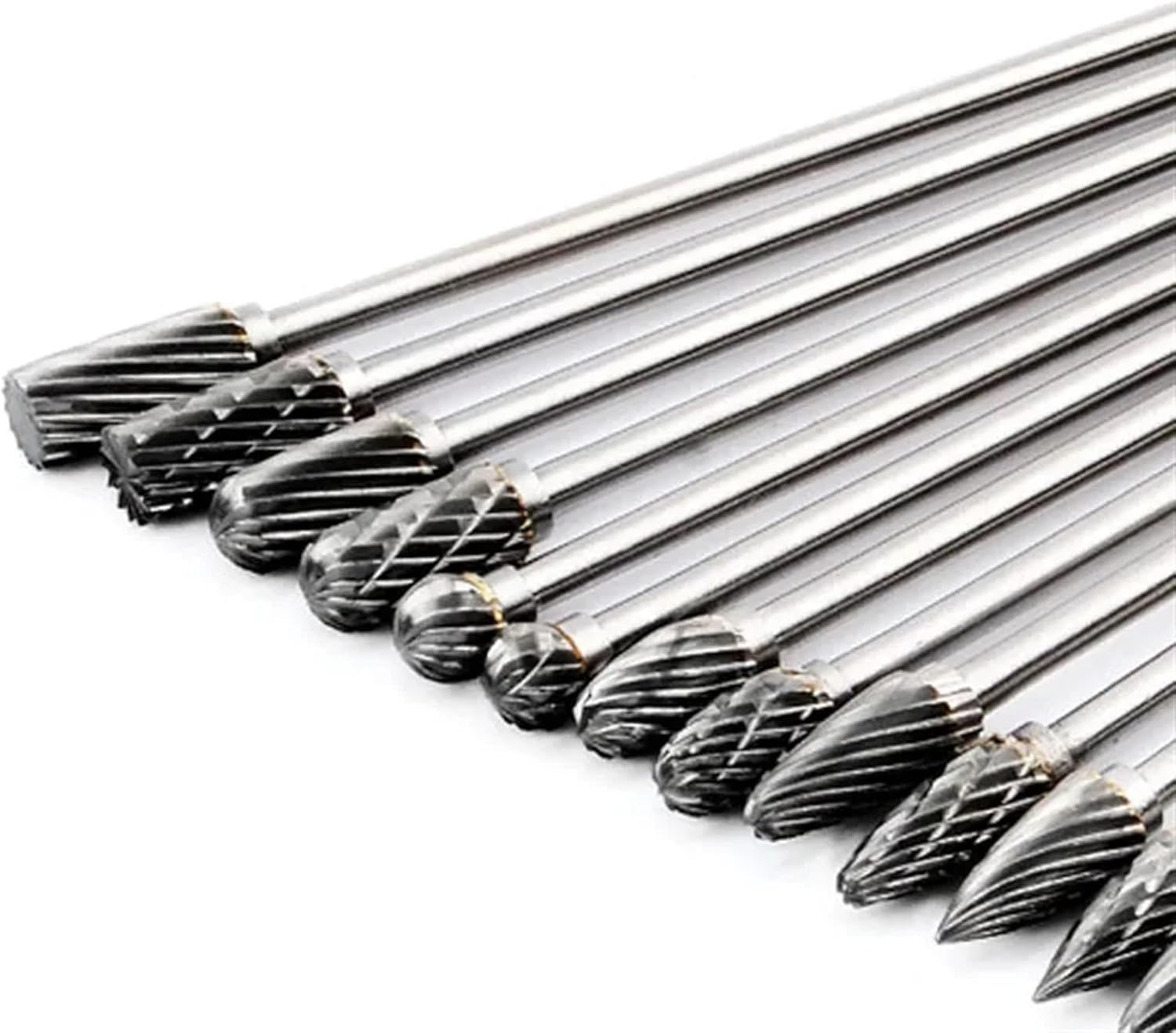 10pc 100mm Long Single/Double Cut Tungsten Solid Carbide Rotary Burrs Set 3 * 6mm for Rotary Tools(10pc Single Groove)